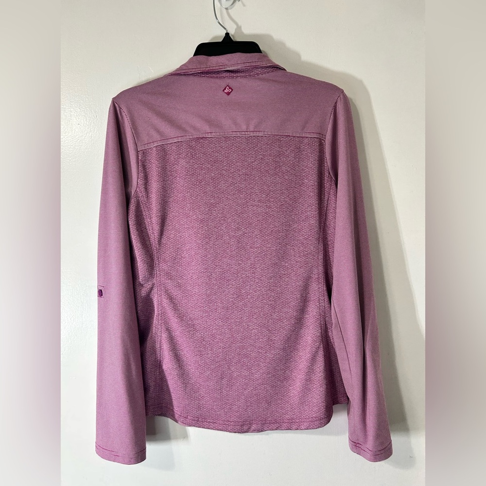 Prana Kinley in Vivid Viola Pinstripe Outdoor Shirt Top Long Sleeve Stretch Sz M - Picture 11 of 14